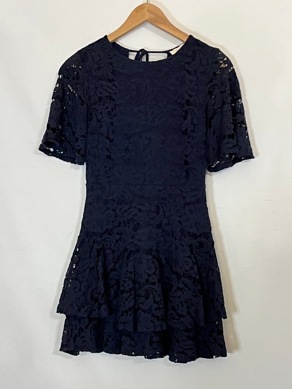 Franco Women's Young Contemporary Navy Blue Flare Short Skirt Lace Size Small